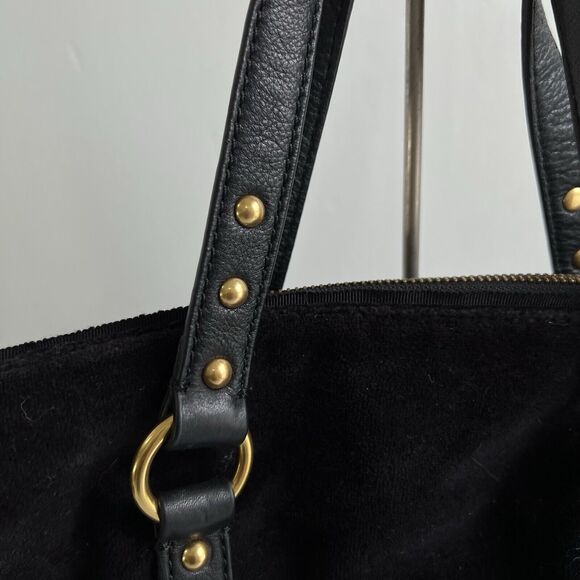 Vintage Juicy Couture Handbag Y2K Black Velour Shoulder Bag Big Rhinestones Bow - Picture 3 of 16